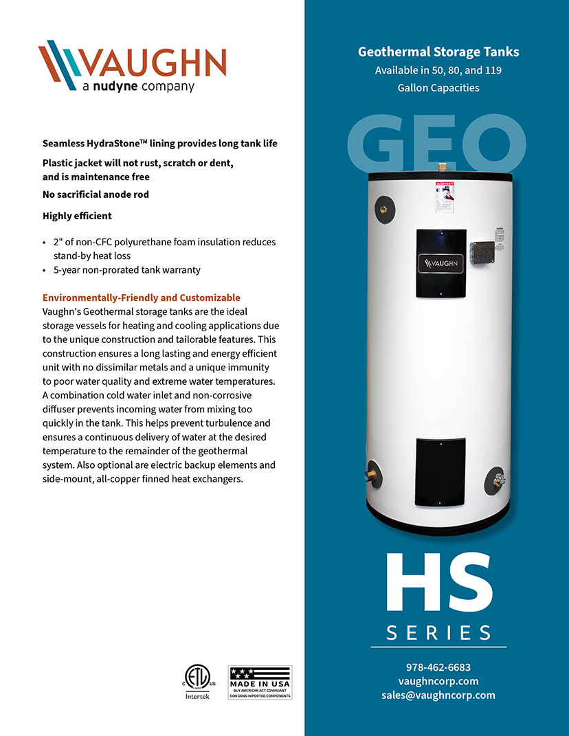 Geothermal water storage tank brochure